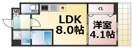 MV.IMP大阪今里(1LDK/3階)の間取り写真