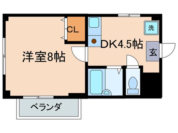 エクセレント中村1号棟(1DK/2階)の間取り写真