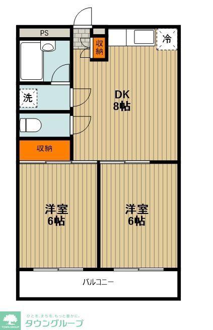 カサブランカI(2DK/2階)の間取り写真