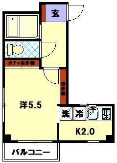 丸野ビル(1K/4階)の間取り写真