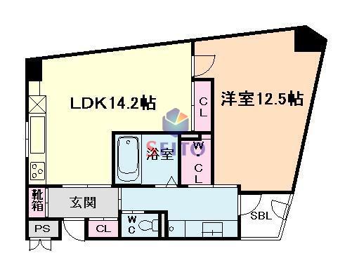 WOB NISHIUMEDA(1LDK/11階)の間取り写真