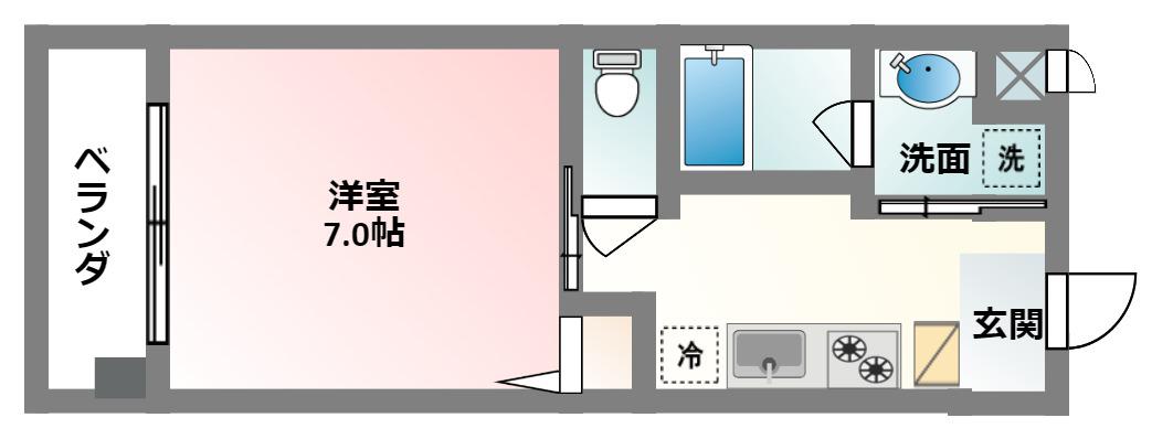 ヒルトップクローバー(1K/4階)の間取り写真
