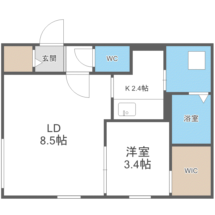 WTB南17(1LDK/2階)の間取り写真