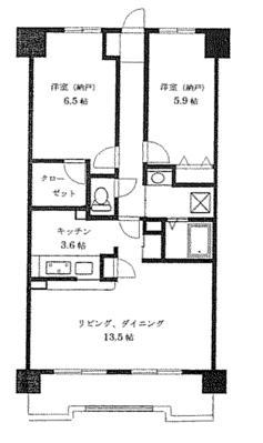 カルムードゥ町田(2LDK/9階)の間取り写真