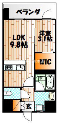 デザイナープリンセス旦過(1LDK/5階)の間取り写真