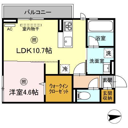 グランプレミア新開(1LDK/3階)の間取り写真