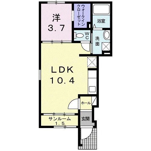 シャン ド ランジュ(1LDK/1階)の間取り写真