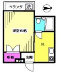フラット桜台(1K/4階)の間取り写真