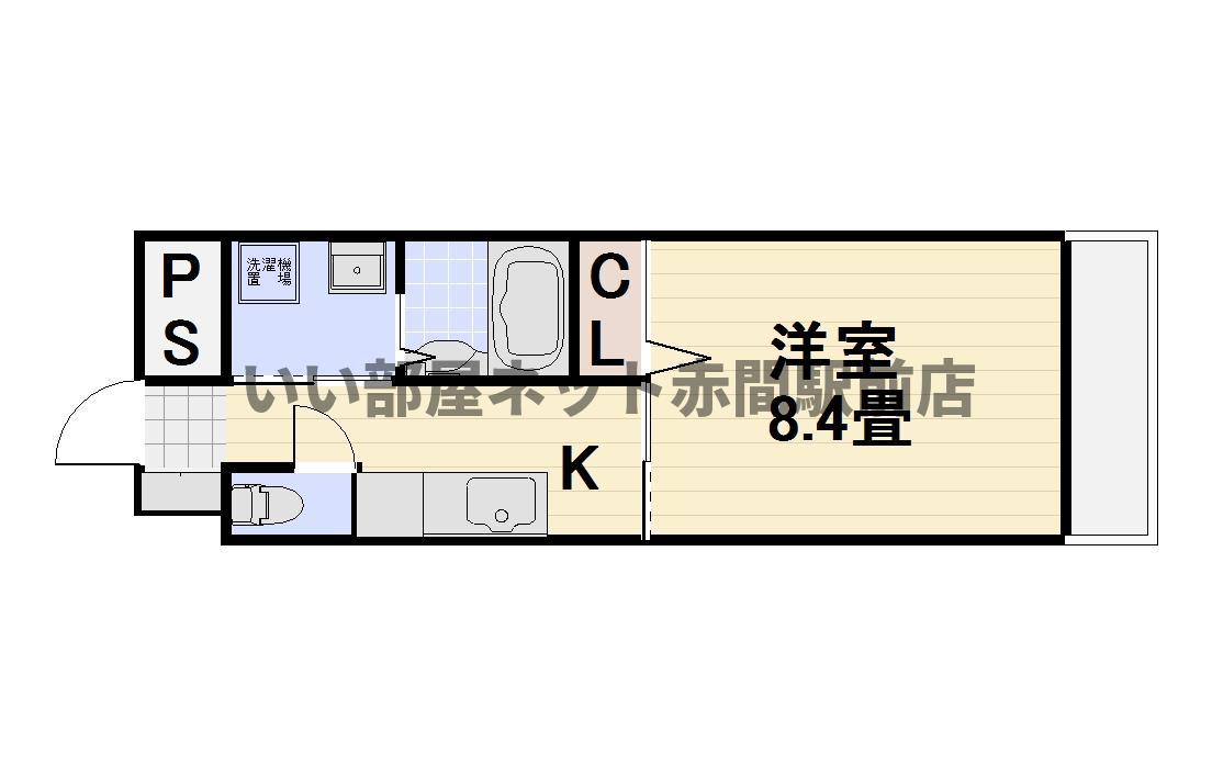 ピンズ赤間駅前(1K/9階)の間取り写真