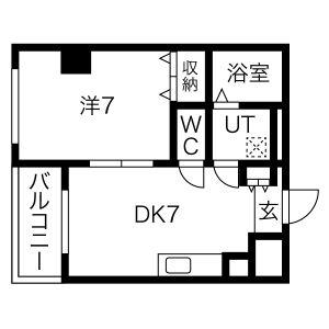 ビックシャイン今里(1DK/2階)の間取り写真