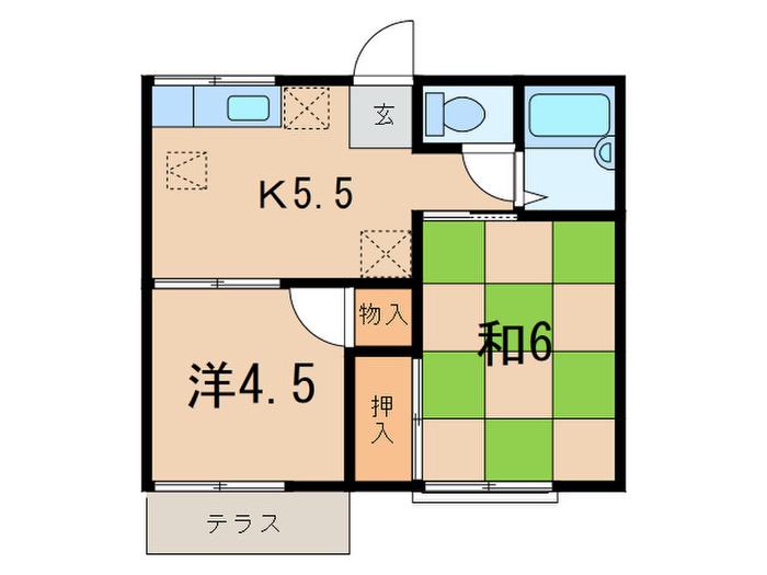 ファミーユII(2K/1階)の間取り写真