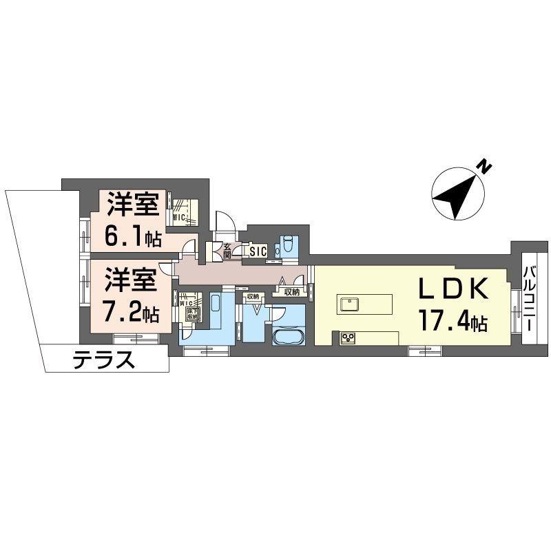 ミライザ桜丘(2LDK/1階)の間取り写真