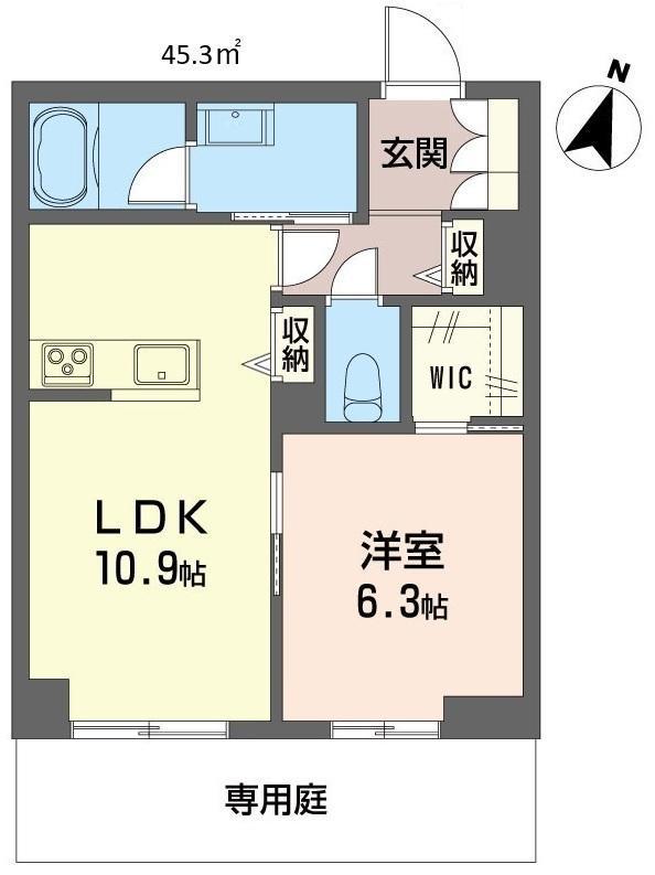 ラ・ポーズ(1LDK/1階)の間取り写真