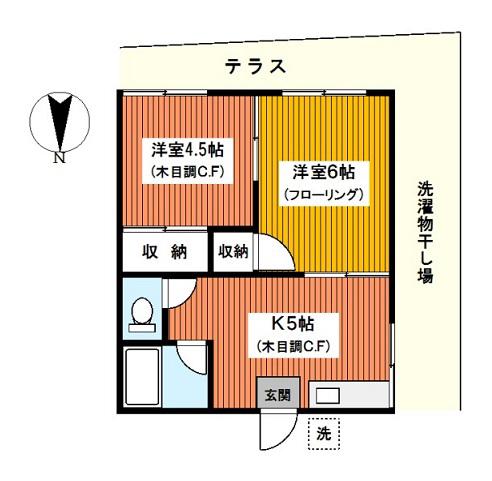 ハイム三ッ沢公園(2K/1階)の間取り写真
