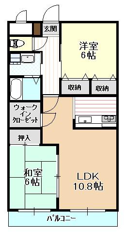 ベルフォーレI番館(2LDK/2階)の間取り写真