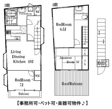 アドレス江古田3・4F(3LDK/3階)の間取り写真