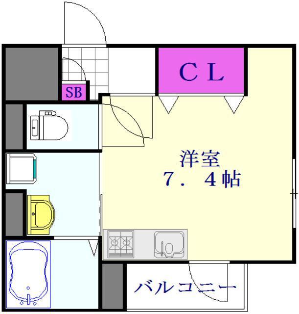 グランディール氷川(ワンルーム/2階)の間取り写真