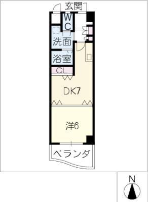 名駅ドットマンション(1DK/8階)の間取り写真