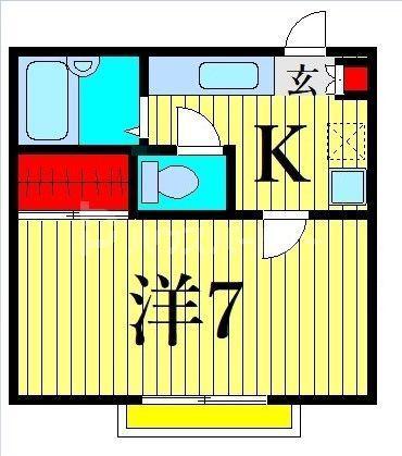 パルテール一之江I(1K/2階)の間取り写真
