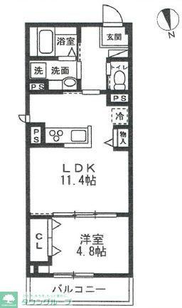 鹿沼台1丁目PJ(1LDK/4階)の間取り写真