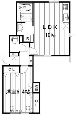 マ メゾン ボヌール(1LDK/1階)の間取り写真