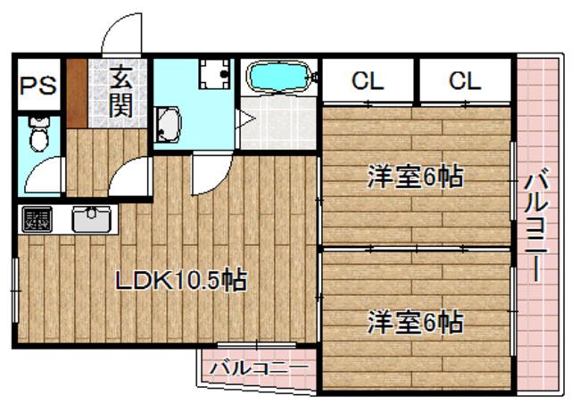 サニーコートI(2LDK/3階)の間取り写真