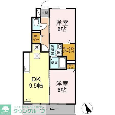 ローズコート・H(2DK/1階)の間取り写真