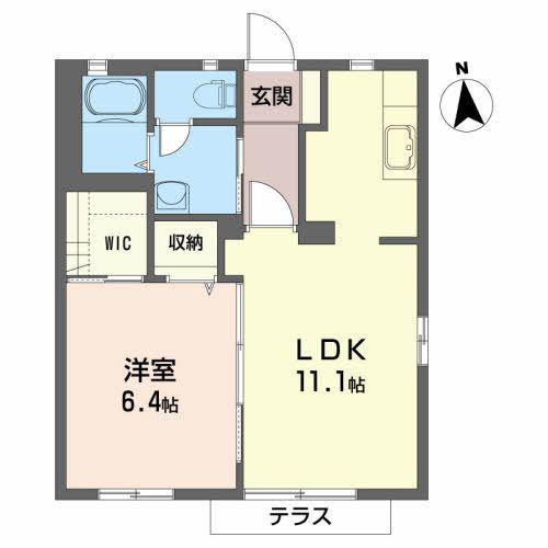 ピュアA(1LDK/1階)の間取り写真