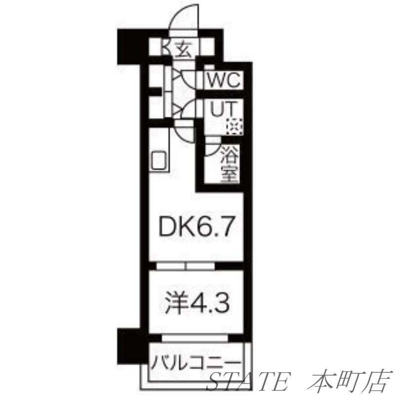 レオンコンフォート難波南(1DK/10階)の間取り写真