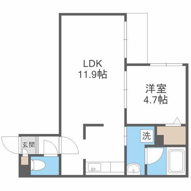 グランオルセー北大前(1LDK/3階)の間取り写真