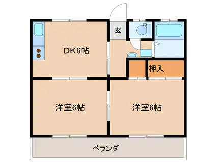 山口ハイツ(2DK/2階)の間取り写真