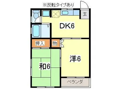 メゾン・ド・イーグル(2DK/1階)の間取り写真