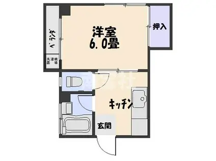 福美ハイツ(1K/3階)の間取り写真