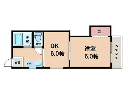 マンション米田(1DK/2階)の間取り写真