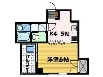 八幡町七福マンション(1K/9階)の間取り写真
