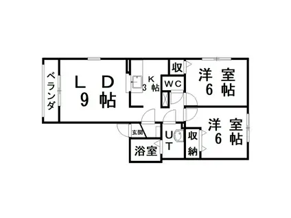 ロイウッド南大通(2LDK/3階)の間取り写真