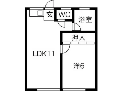 オークラパークマンション(1LDK/4階)の間取り写真