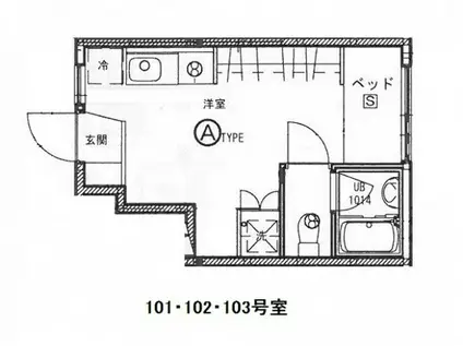 リヴィエール口田II(ワンルーム/1階)の間取り写真