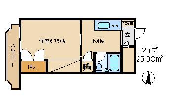 マンション高崎栄町(1K/5階)の間取り写真