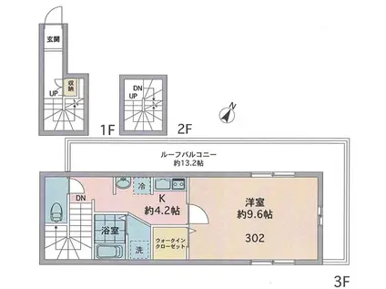 タリアセン代々木(1K/3階)の間取り写真