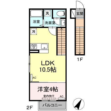 ハレ カイマナ(1LDK/2階)の間取り写真