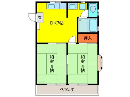 サンジェルマンIII(2DK/2階)の間取り写真