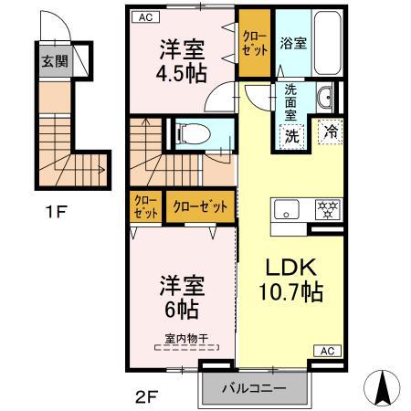 アルフェラッツ(2LDK/2階)の間取り写真