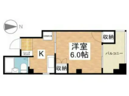 キャステル 3(1K/5階)の間取り写真