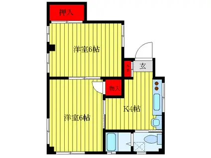 久保田コーポ(2K/2階)の間取り写真