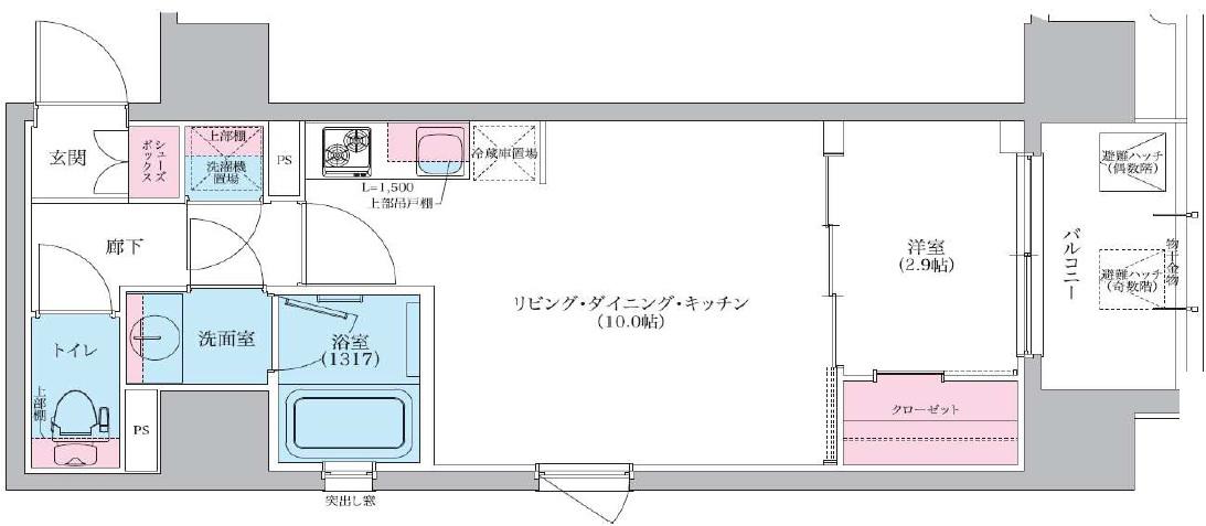 シーズンフラッツ阿波座(1LDK/11階)の間取り写真