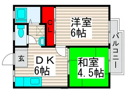 ハイツ吉沢1(2DK/2階)の間取り写真