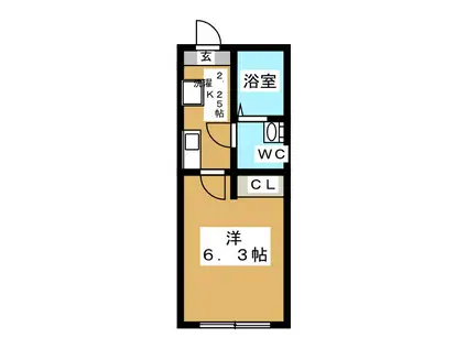 ベイコート鶴見(1K/1階)の間取り写真