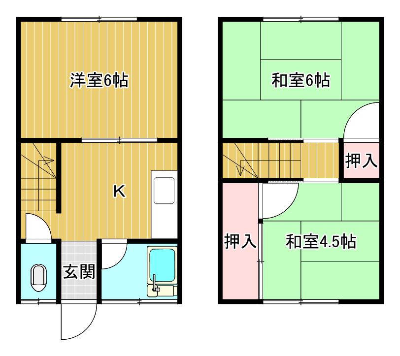 内山アパート(3K/1階)の間取り写真