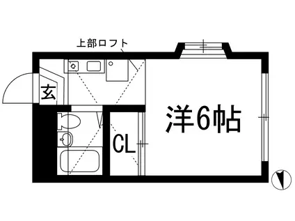 HOPS KIYOSHIKOJIN(1K/2階)の間取り写真